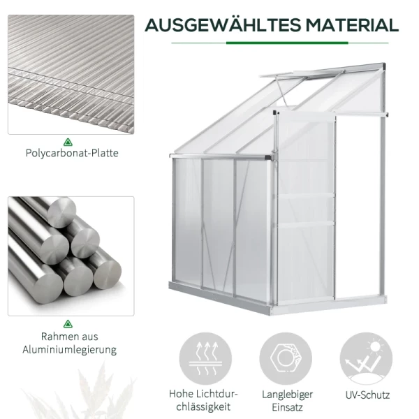 Buitenkas Aluminium Zijkas 192 X 127 X 214 Cm Tuinhuisje Met Raamdeur Plantenhuis Inclusief Funderingskas Tomatenhuis UV- En Weerbestendig 4