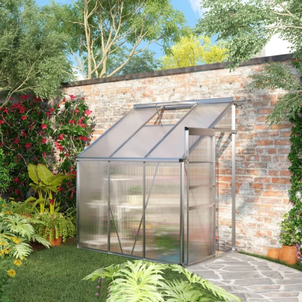 Buitenkas Aluminium Zijkas 192 X 127 X 214 Cm Tuinhuisje Met Raamdeur Plantenhuis Inclusief Funderingskas Tomatenhuis UV- En Weerbestendig 9