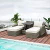  3 St. Polyrotan Tuinmeubelset, Tuinset, Tuinset, Loungeset, Loungeset, Loungemeubel Met Bijzettafel, Aluminium Kussens, Lichtgrijs En Beige 14