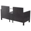  3 St. Tuinbank Tuinmeubelen Lounge Tuinset Zitgroep Rattenmeubel Bruin Poly Rattan + Metalen 2-zits Bank 2 X Krukkussens 6