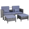  3 St. Tuinbank Tuinmeubelen Lounge Tuinset Zitgroep Rattenmeubel Grijs Poly Rotan + Metalen 2-zits Bank 2 X Krukkussens 1