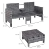  3 St. Tuinbank Tuinmeubelen Lounge Tuinset Zitgroep Rattenmeubel Grijs Poly Rotan + Metalen 2-zits Bank 2 X Krukkussens 3