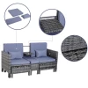  3 St. Tuinbank Tuinmeubelen Lounge Tuinset Zitgroep Rattenmeubel Grijs Poly Rotan + Metalen 2-zits Bank 2 X Krukkussens 4