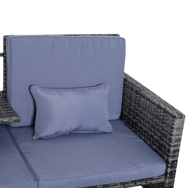  3 St. Tuinbank Tuinmeubelen Lounge Tuinset Zitgroep Rattenmeubel Grijs Poly Rotan + Metalen 2-zits Bank 2 X Krukkussens 9