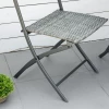  3 St. Tuinmeubelen, 2 Klapstoelen, 1 Klaptafel, Rotan Look, Metalen Frame, Grijs 8