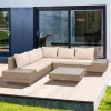  4 St. Luxe Polyrotan Tuinset, Tuinmeubelen, Tuinset, Loungeset, Loungeset, Loungemeubel Inclusief Planken En Bijzettafel, Zitkussen, Bruin 10