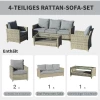  4 St. Polyrotan Tuinmeubelset, Tuinmeubelen, Tuinset, Loungeset, Loungeset, Loungemeubel Met Salontafel, Aluminium Zitkussens, Bruin En Grijs 4