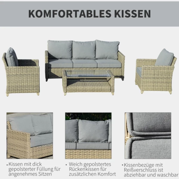  4 St. Polyrotan Tuinmeubelset, Tuinmeubelen, Tuinset, Loungeset, Loungeset, Loungemeubel Met Salontafel, Aluminium Zitkussens, Bruin En Grijs 5