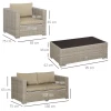  4 St. Polyrotan Tuinmeubelset, Tuinset, Tuinset, Loungeset, Loungeset, Loungemeubel Met Salontafel, Zitkussen, Kaki En Beige 3