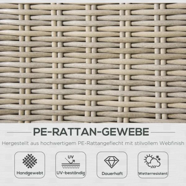  4 St. Polyrotan Tuinmeubelset, Tuinset, Tuinset, Loungeset, Loungeset, Loungemeubel Met Salontafel, Zitkussen, Kaki En Beige 4