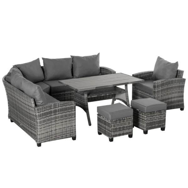 7 St. Luxe Poly Rattan Tuinmeubelset, Tuinset, Loungeset, Loungeset, Loungemeubel Met Bijzettafel, Zitkussen, Grijs 1