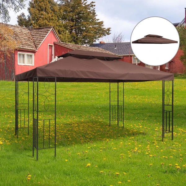  Vervangend Dak Voor Tuinpaviljoenen 3x4m Polyester Coffee 2
