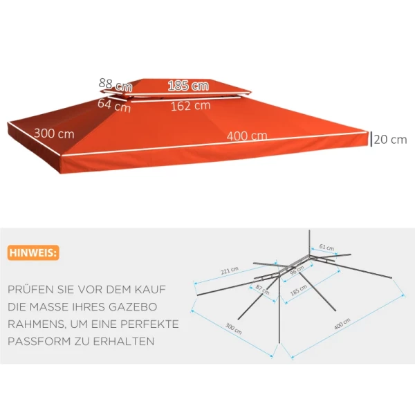  Vervangend Dak Voor Tuinpaviljoenen 3x4m Polyester Coffee 3