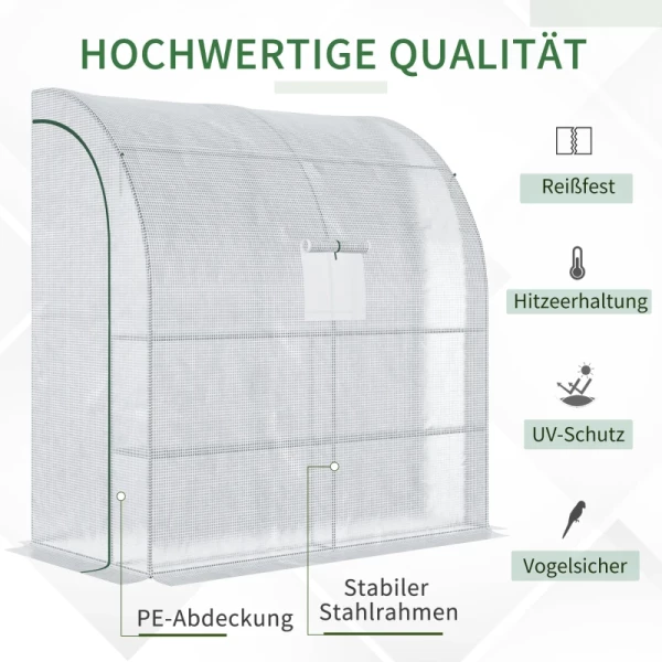 e Foliekas Tomatenkas Met Gaasraam, Broeikas Met Roldeuren, Kweekkas Met UV-bescherming, Wit, 200 X 100 X 215 Cm 4