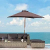 e Parasol, Opvouwbare Tuinparasol, Strandparasol, 3-traps Verstelbaar, Dennenhout + Polyester Koffie 200 X 150 X 230 Cm 2