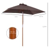 e Parasol, Opvouwbare Tuinparasol, Strandparasol, 3-traps Verstelbaar, Dennenhout + Polyester Koffie 200 X 150 X 230 Cm 3