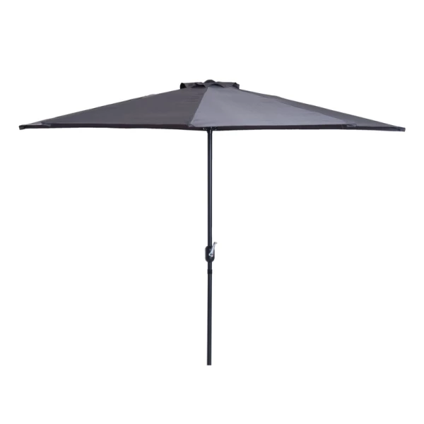 e Parasol, Slingerparasol, Tuinparasol, Marktparasol, Metaal, Halfrond, Grijs + Zwart 1