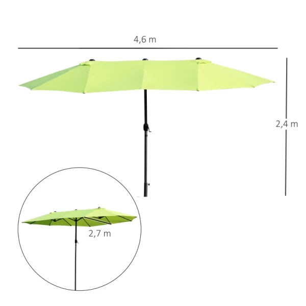 e Parasol, Tuinparasol, Marktparasol, Dubbele Parasol, Terrasparasol Met Handslinger, Groen Ovaal, 460 X 270 X 240 Cm 3