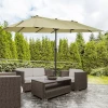 e Parasol, Tuinparasol, Marktparasol, Dubbele Parasol, Terrasparasol Met Zwengel, Light Coffee Ovaal, 460 X 270 X 240 Cm 2