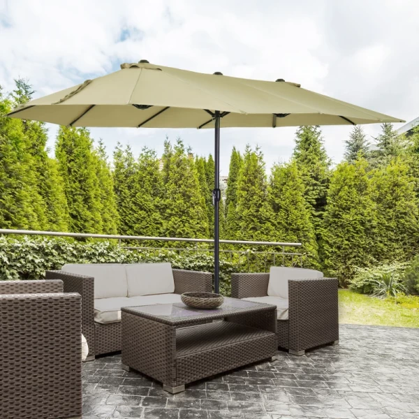 e Parasol, Tuinparasol, Marktparasol, Dubbele Parasol, Terrasparasol Met Zwengel, Light Coffee Ovaal, 460 X 270 X 240 Cm 2