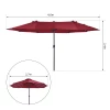 e Parasol, Tuinparasol, Marktparasol, Dubbele Parasol, Terrasparasol Met Zwengel, Wijnrood, Ovaal 460 X 270 X 240 Cm 3