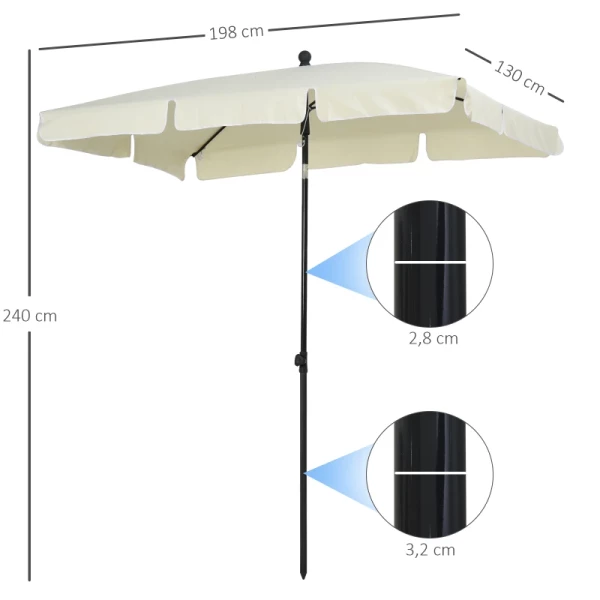 e Parasol, Tuinparasol, Strandparasol, Balkonparasol, Zonwering, Opvouwbaar (crème Wit + Zwart) 3