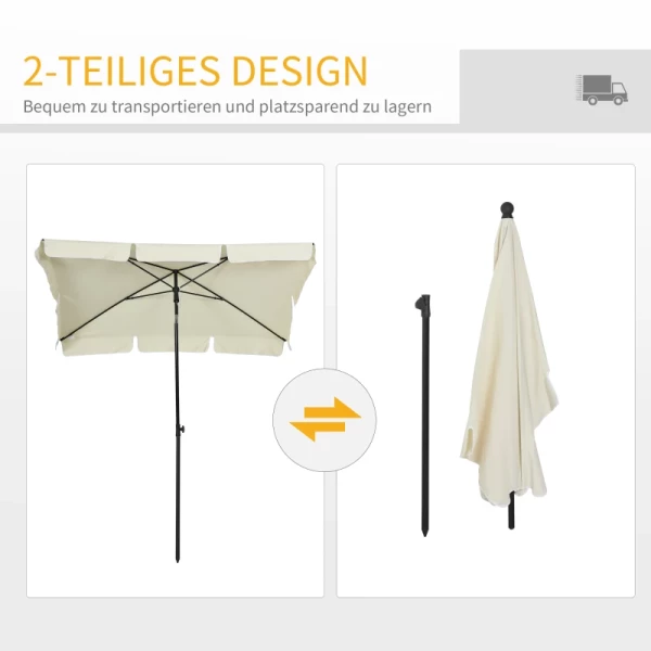 e Parasol, Tuinparasol, Strandparasol, Balkonparasol, Zonwering, Opvouwbaar (crème Wit + Zwart) 5