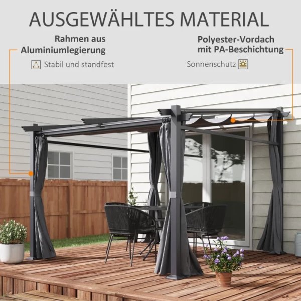 e Pergola, Inclusief Bevestigingsmateriaal, Uitschuifbaar Dak, 2,97 M X 2,95 M X 2,3 M, Donkergrijs 4