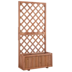 e Plantenbak Met Trellis, Massief Hout, 72,5 X 31,5 X 149,5 Cm 1