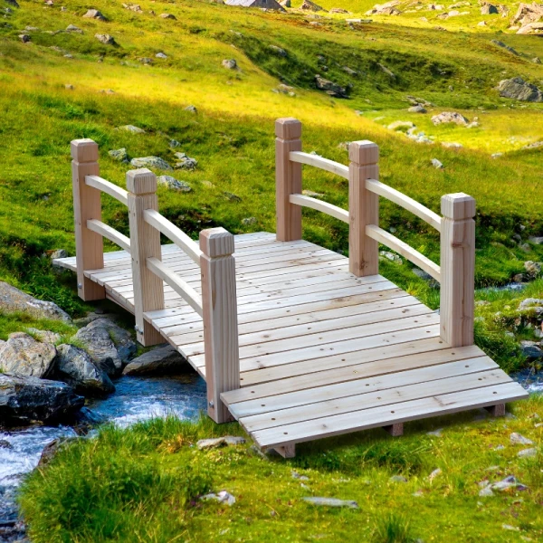 e Tuinbrug Houten Brug Houten Loopbrug Vijverbrug Sierbrug Met Reling Tot 180 Kg Vurenhout Naturel 152,5 X 67 X 48 Cm 9