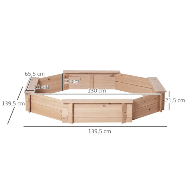 e Zandbak Met Deksel, Achthoekig, Incl. Bodemfolie, Massief Houten Frame, 139,5 X 139,5 X 21,5 Cm 3