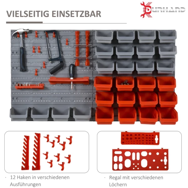  Gereedschapsbord 44 Delig Met Stapelbakken 63,5 X 22,5 X 95,5 Cm Kunststof Grijs+rood 6