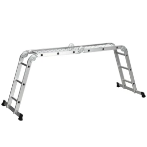  Multifunctionele Ladder Werkladder 5-voudig Opklapbaar Met 2 Platforms Antislip Roestvrij Aluminium 339 X 76 X 10 Cm 1