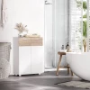  Badkamerkast Badkamerkast Multifunctionele Kast Dressoir Met 3 Planken Verstelbaar Voor Badkamer Hal Entree Spaanplaat Wit + Naturel 60 X 30 X 85 Cm 2
