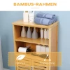  Bamboe Badkamerkast Met Lamellendeuren 2 Planken 1 Kast 50cm X 29cm X 92cm Naturel 5