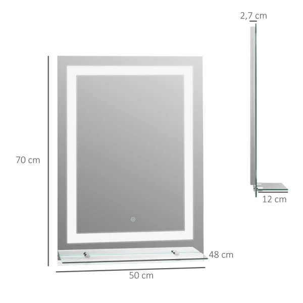  LED Badkamerspiegel Badkamerspiegel Met Verlichting Glasplaat 22W 70x50cm 3