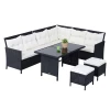  18-delige Zitgroep Tuinset Bankstel Tuinmeubelset Lounge, Poly Rattan, Zwart + Creme Wit 1