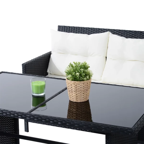  18-delige Zitgroep Tuinset Bankstel Tuinmeubelset Lounge, Poly Rattan, Zwart + Creme Wit 13