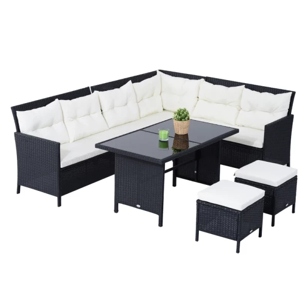 18-delige Zitgroep Tuinset Bankstel Tuinmeubelset Lounge, Poly Rattan, Zwart + Creme Wit 1