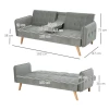  2-1 Designslaapbank Opvouwbare Bank 3-zits Stoffen Bank Chaise Longue Slaapbank Bankstel Verstelbare Hoek Lichtgrijs 183 X 87 X 75 Cm 3