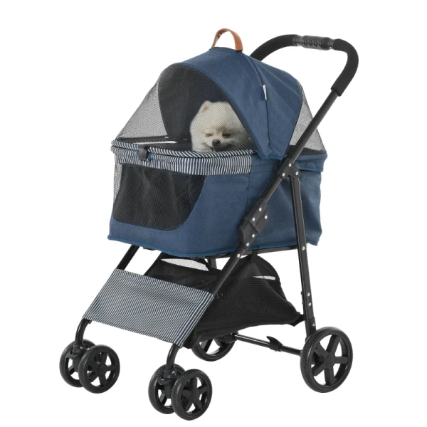  2-in-1 Hondenbuggy Transporttas Kattenbuggy Met Hoes Oxford Donkerblauw+zwart 77,5 X 51 X 99,5 Cm 11