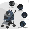  2-in-1 Hondenbuggy Transporttas Kattenbuggy Met Hoes Oxford Donkerblauw+zwart 77,5 X 51 X 99,5 Cm 5