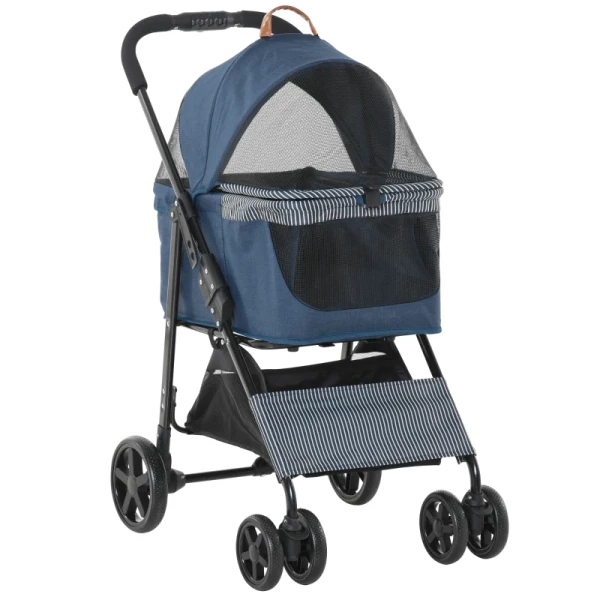 2-in-1 Hondenbuggy Transporttas Kattenbuggy Met Hoes Oxford Donkerblauw+zwart 77,5 X 51 X 99,5 Cm 1