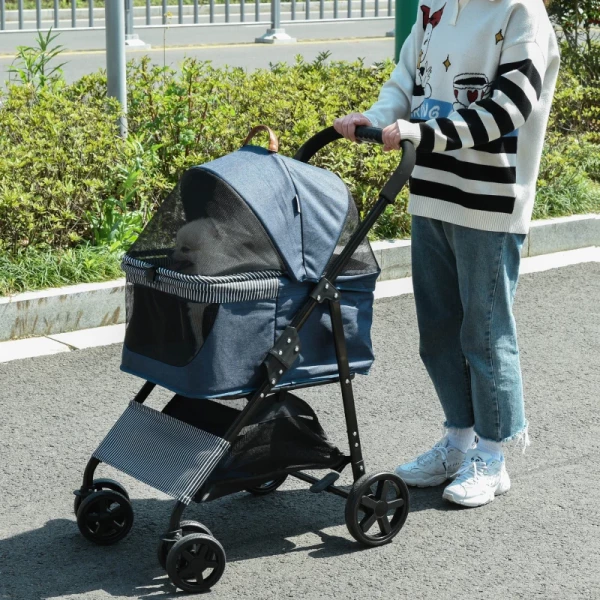  2-in-1 Hondenbuggy Transporttas Kattenbuggy Met Hoes Oxford Donkerblauw+zwart 77,5 X 51 X 99,5 Cm 10