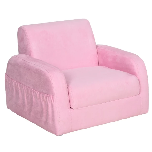 2-in-1 Kinderfauteuil, Minifauteuil, Kinderbank Voor 3-4 Jaar Oud, Ligfunctie, Roze, 47 X 45 X 38 Cm 1