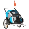  2-in-1 Opvouwbare Hondenkar Huisdier Fietskar Hondentransporter Hondenfietskar Oxfordstof Ademend Aluminium Oxfordstof Blauw + Zilver 150 X 82 X 108 Cm 1