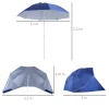  2 In 1 Parasol Parasol Windscherm Strand Shell Blauw Φ210xH222cm 3