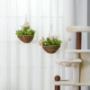  2 Kunstplanten Hangplant Clematis In Pot Met Haken Decoratie PE Roze+groen 30 X 30 X 32 Cm 2