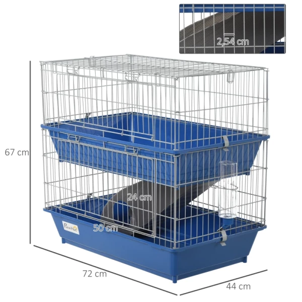  2-laags Kooi Voor Kleine Dieren En Accessoires 72cm X 44cm X 67cm Blauw + Grijs + Zilver 3