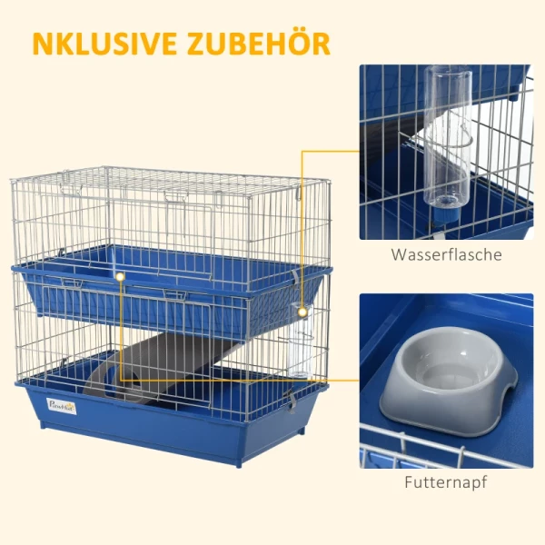  2-laags Kooi Voor Kleine Dieren En Accessoires 72cm X 44cm X 67cm Blauw + Grijs + Zilver 5